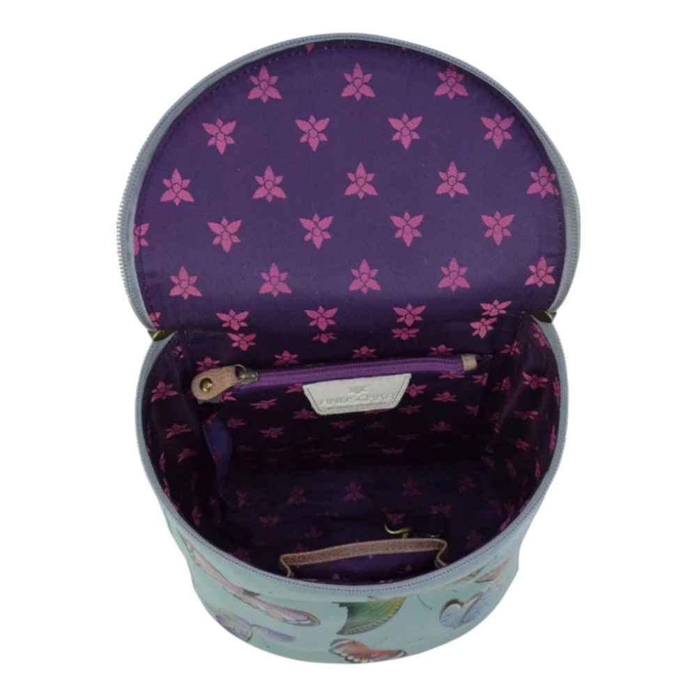 Anuschka Women’s Leather Hand-Painted Bucket Backpack Butterfly Heaven - Picture 3 of 4